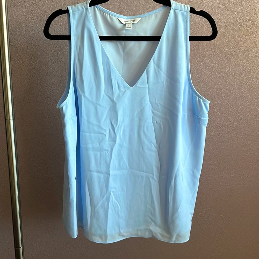 Blue Chiffon Tank Top